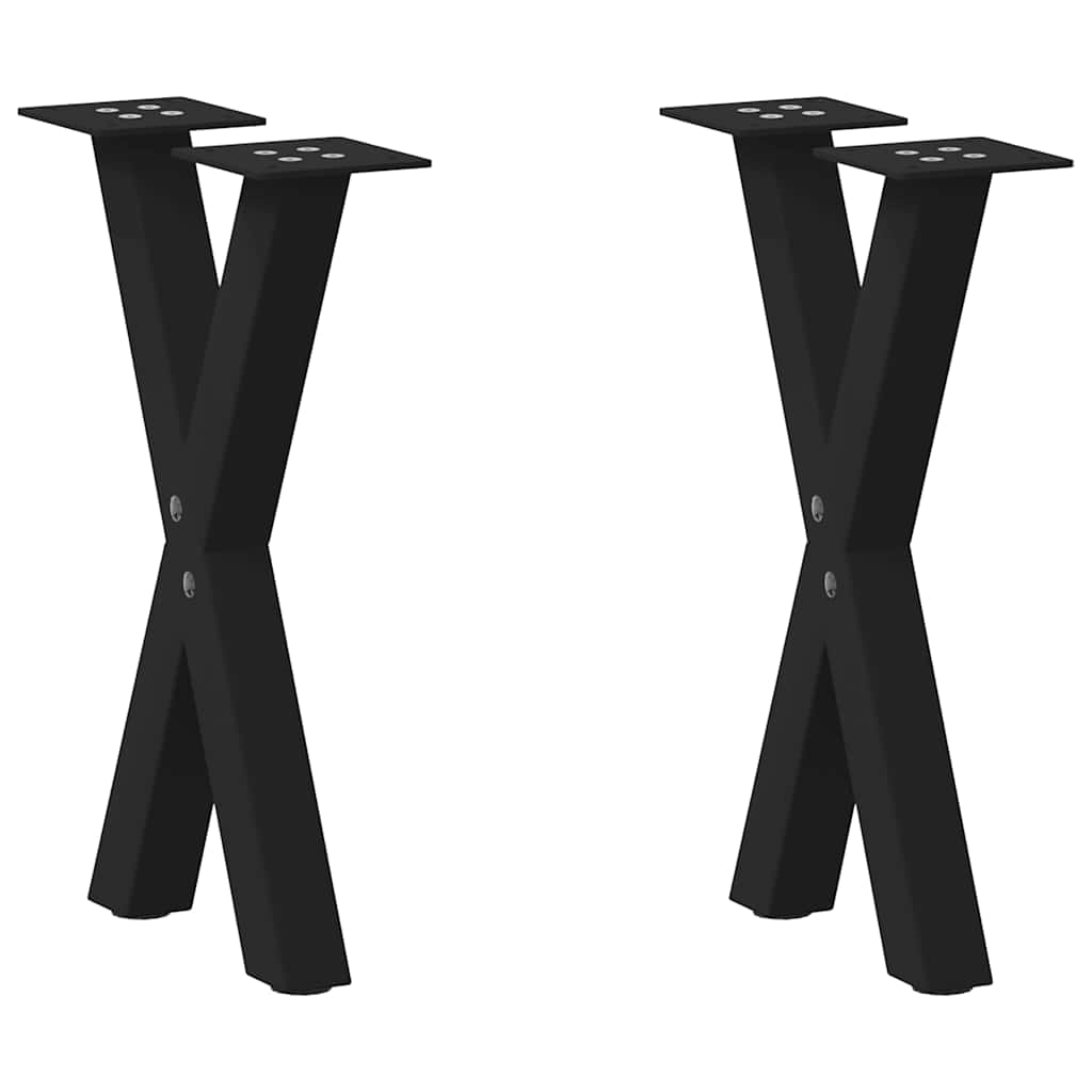 Coffee Table Legs, X-Shaped, 2 pcs., Black, 38x(42-43) cm, Steel