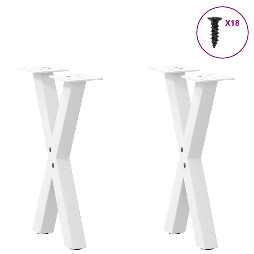 Kafijas galdiņa kājas, X formas, 2 gab., baltas, 38x(42-43) cm, tērauds