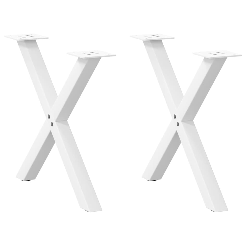 Kavos staliuko kojelės, X formos, 2 vnt., baltos, 50x(42-43) cm, plienas