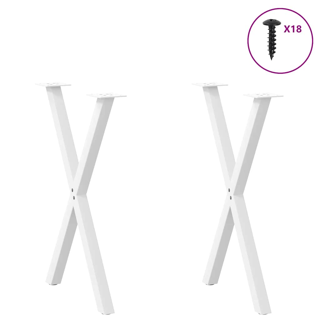 Valgomojo stalo kojos, X formos, 2 vnt., baltos, 50x(72-73) cm, plienas