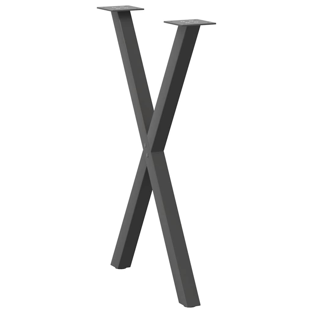 Ēdamgalda kājas, X formas, 2 gab., antracīta krāsā, 50x(72-73) cm, tērauds