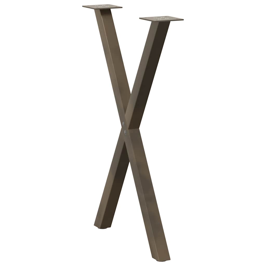 Valgomojo stalo kojos, X formos, 2 vnt., natūralus plienas, 50x(72-73) cm, plienas