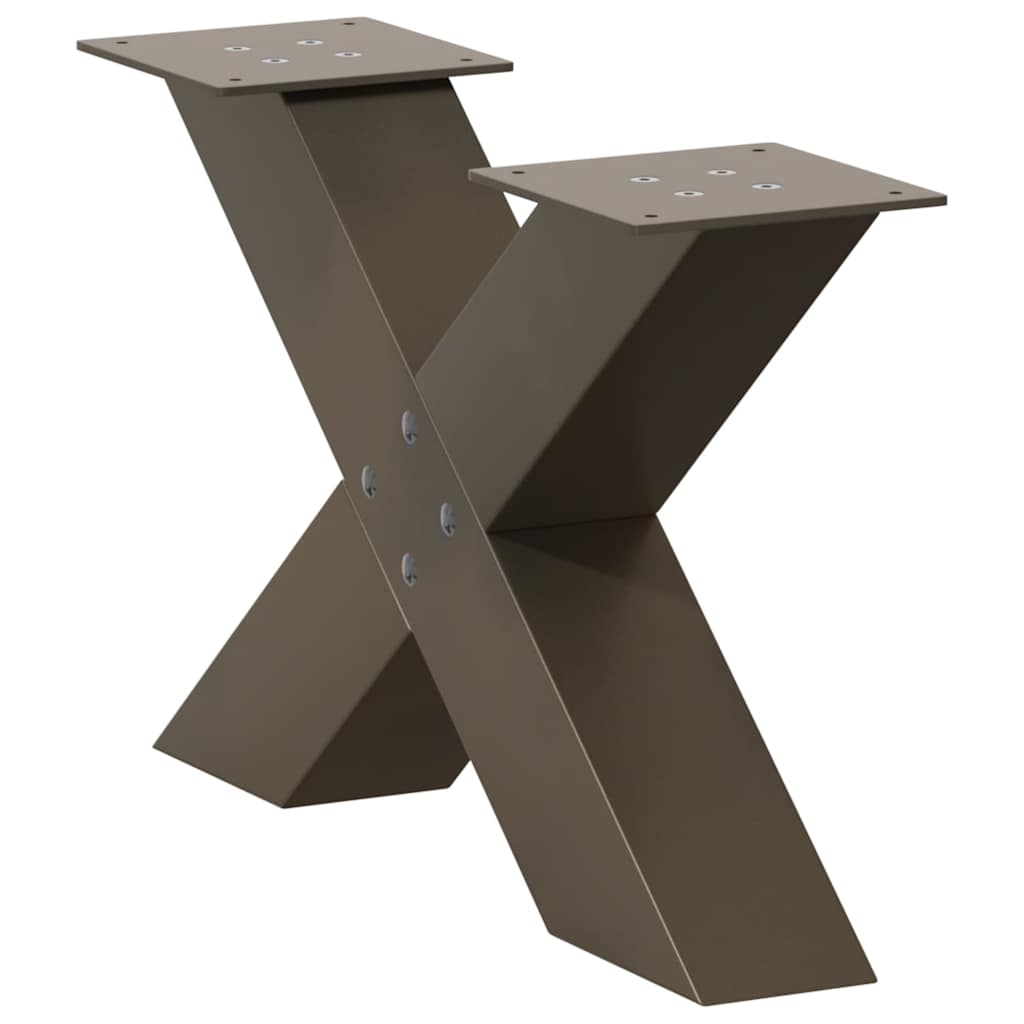 Kavos staliuko kojelės, X formos, 2 vnt., natūralus plienas, 50x(30-31) cm, plienas