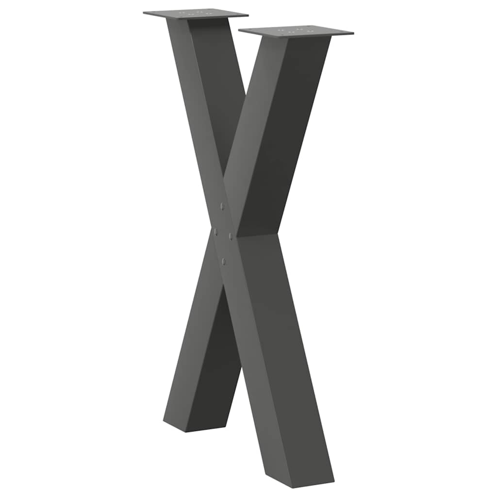 Valgomojo stalo kojos, X formos, 2 vnt., antracito spalvos, 50x(72-73) cm, plienas