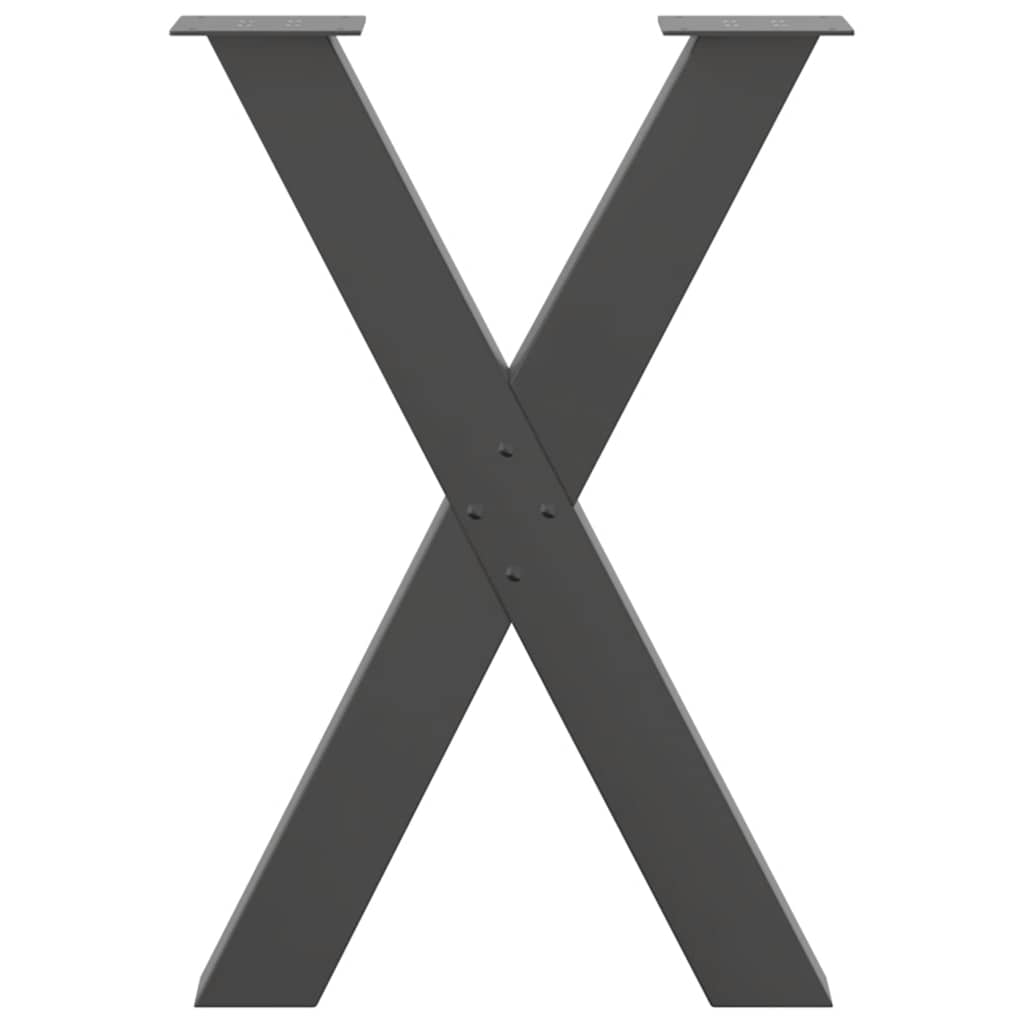Valgomojo stalo kojos, X formos, 2 vnt., antracito spalvos, 50x(72-73) cm, plienas