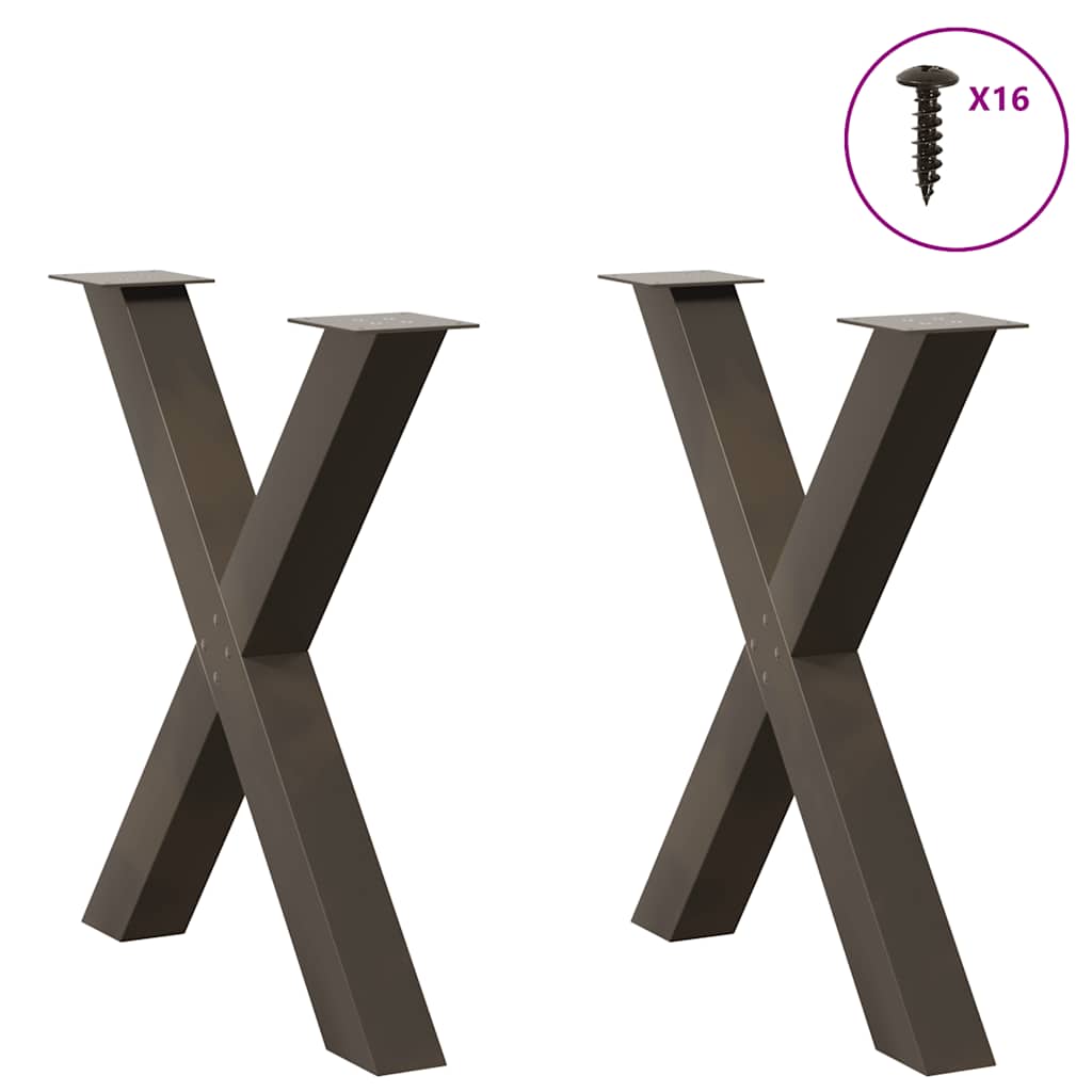 Valgomojo stalo kojelės, X formos, 2 vnt., 80x(72-73)cm plienas