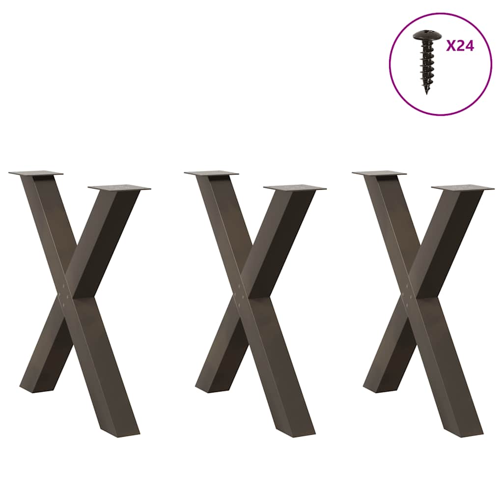 Valgomojo stalo kojelės, X formos, 3 vnt., 70x(72-73)cm plienas