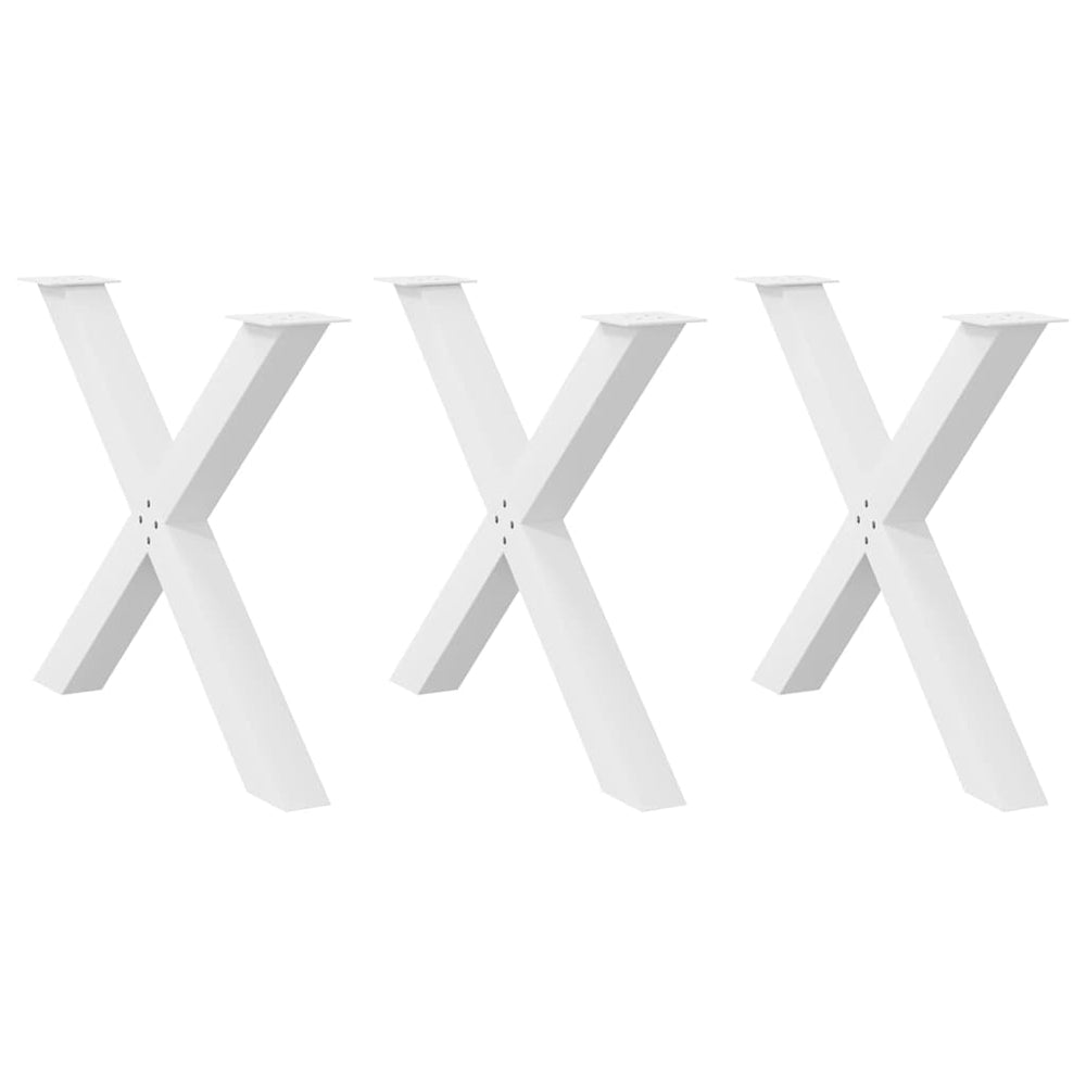 Valgomojo stalo kojelės, X formos, 3 vnt., baltos, 90x(72-73)cm