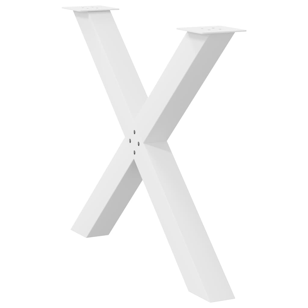 Valgomojo stalo kojelės, X formos, 3 vnt., baltos, 90x(72-73)cm