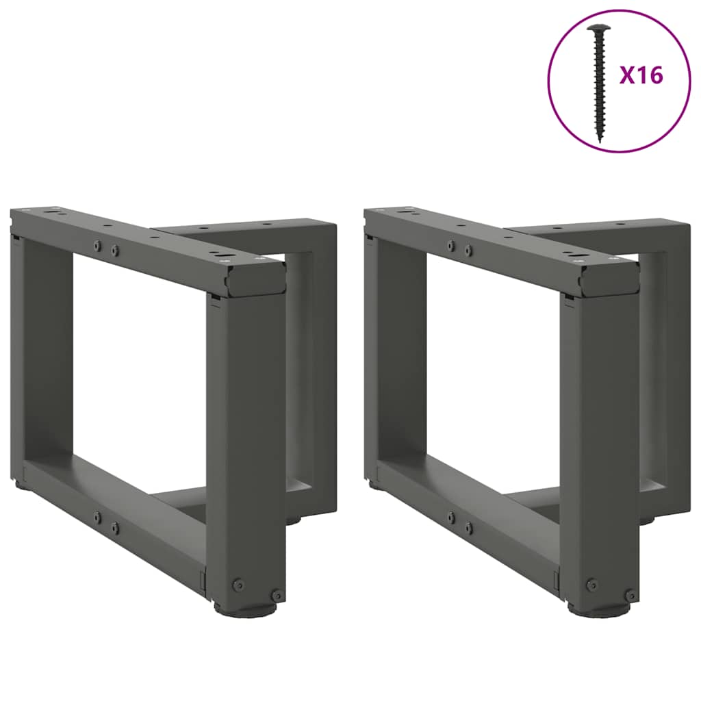 Coffee table legs, T-shaped, 2 pcs., anthracite, 50x25x(30-31) cm, steel