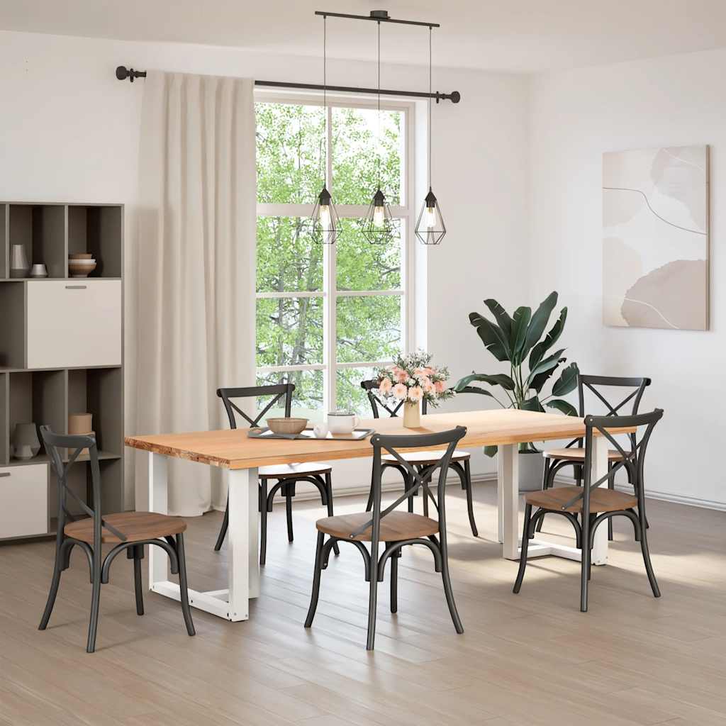 Valgomojo stalo kojelės, 2 vnt., baltos, 80x35x(72-73) cm, plienas, T formos