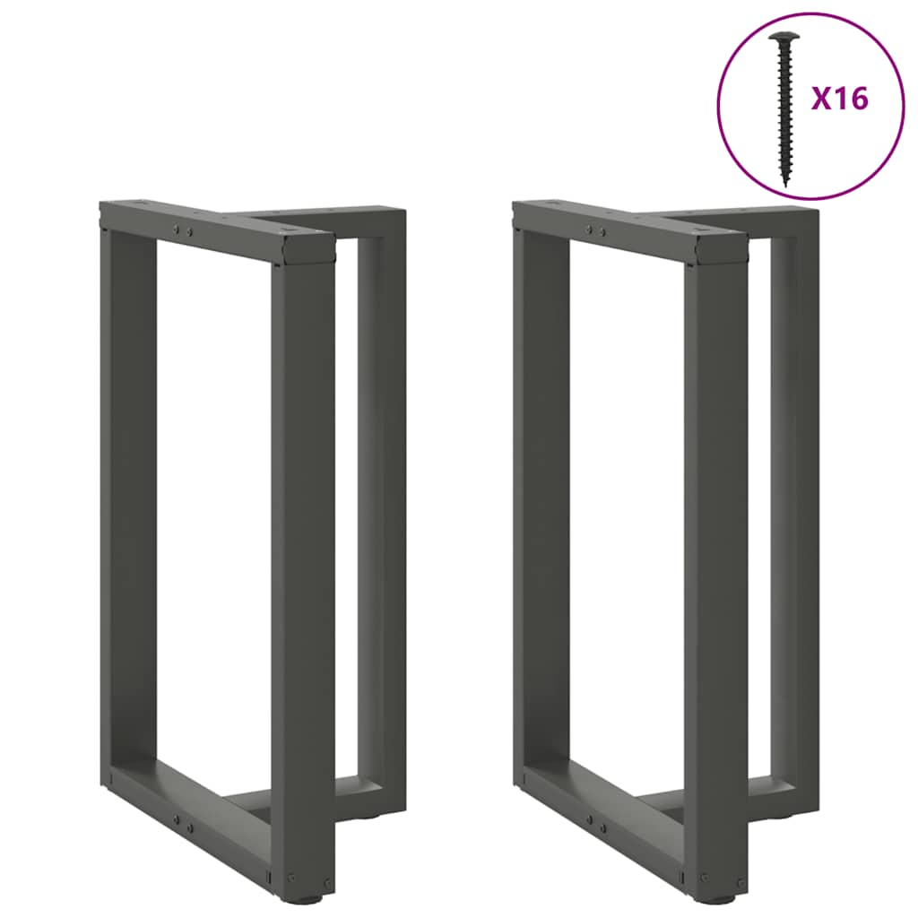 Bar table legs, T-shaped, 2 pcs., anthracite, 60x35x(90-91) cm, steel