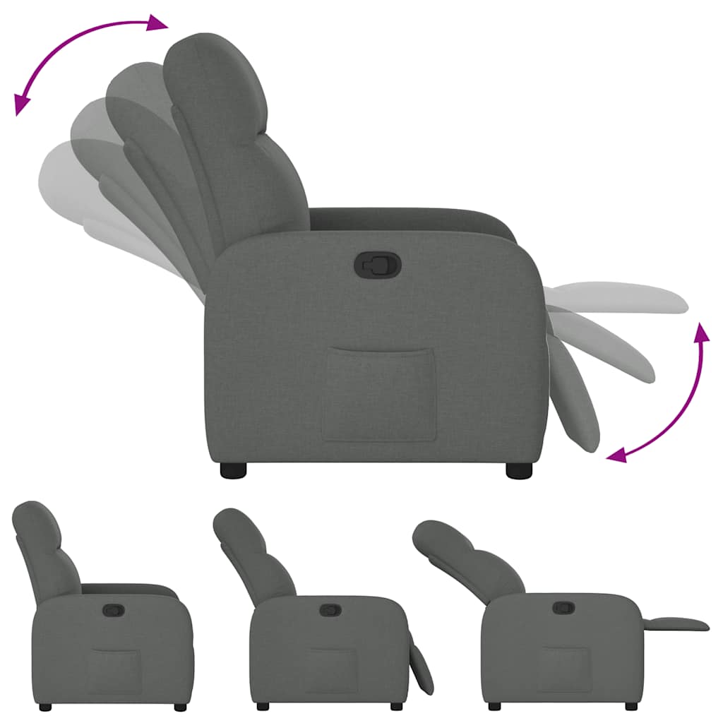 Reclining armchair, dark grey, fabric