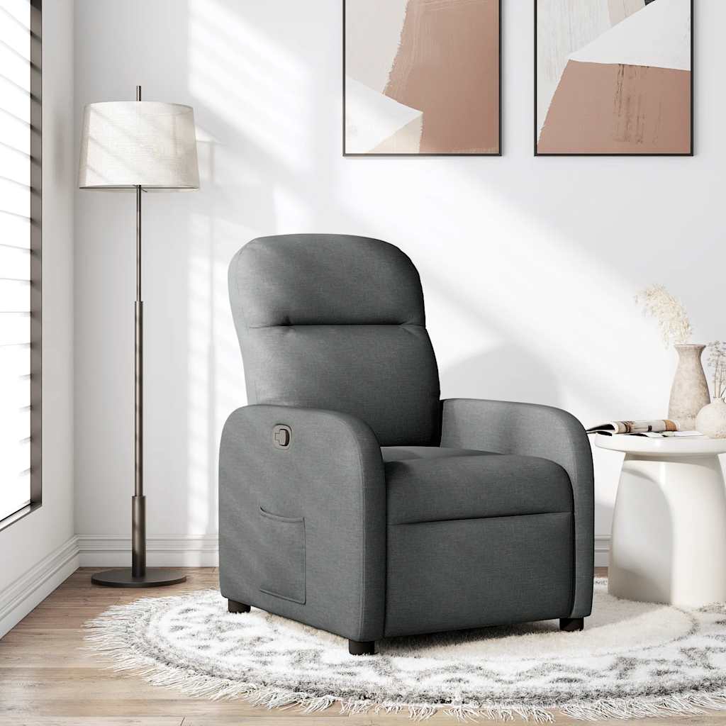 Reclining armchair, dark grey, fabric