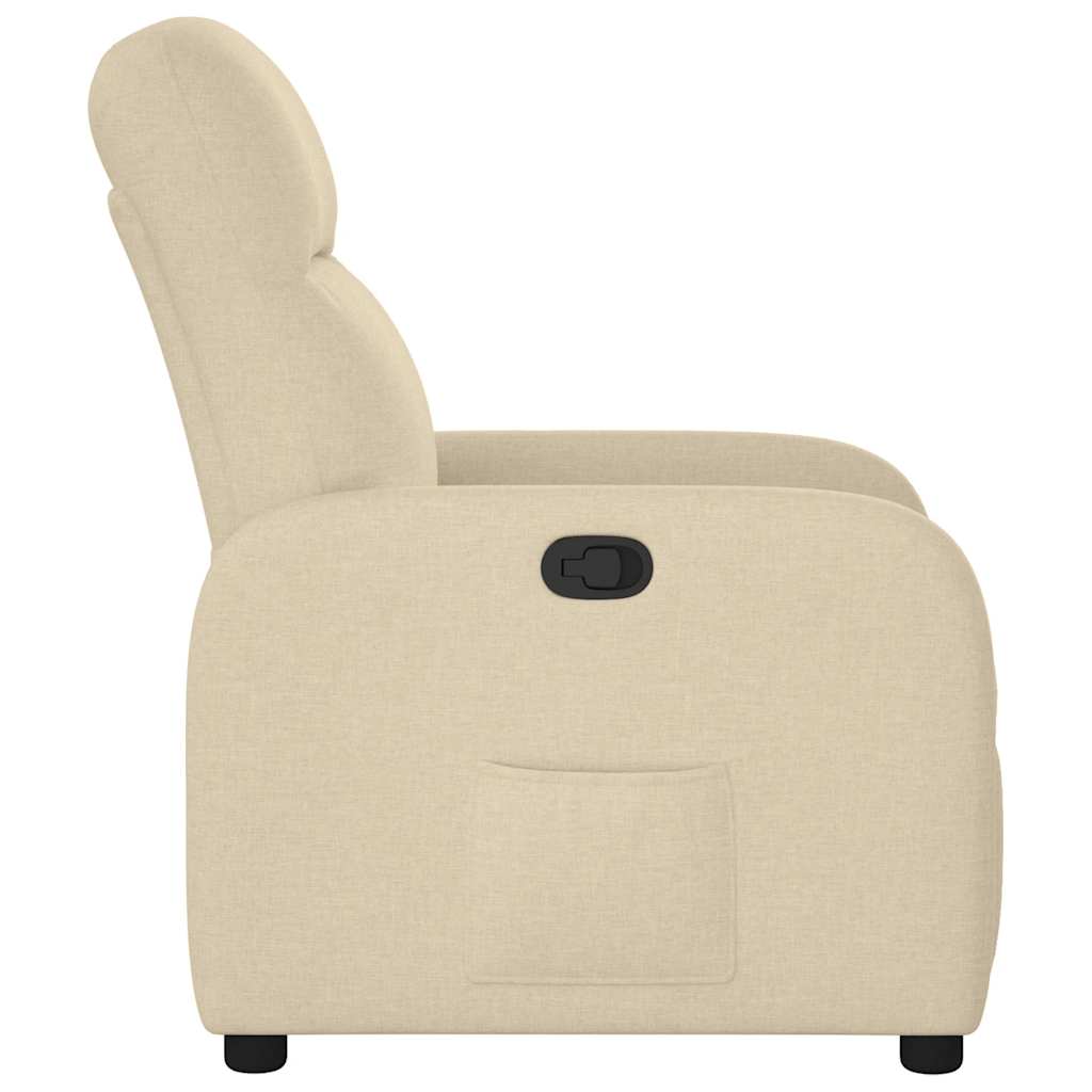 Recliner armchair, cream-colored, fabric