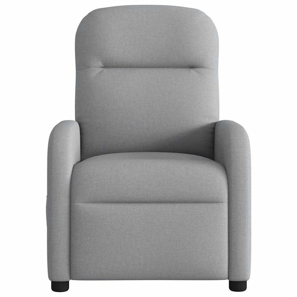 Reclining massage chair, light grey, fabric