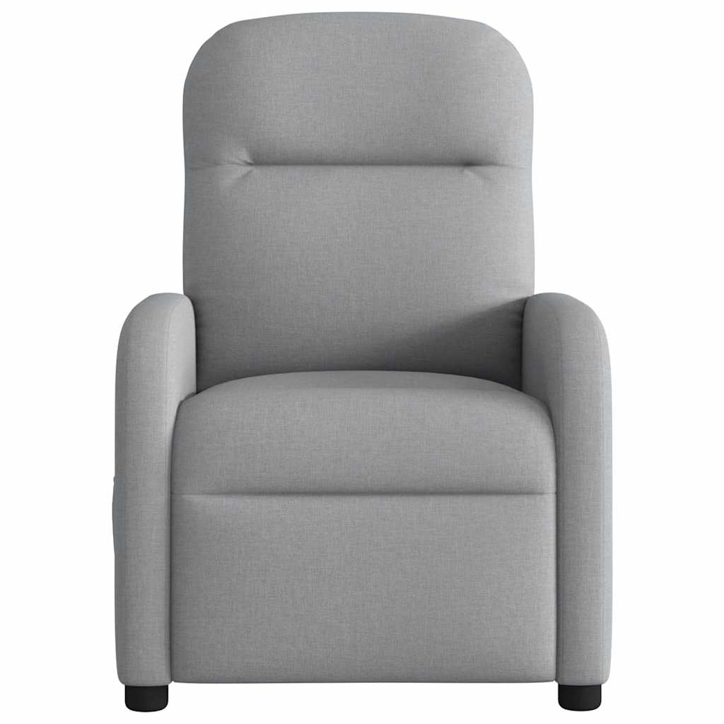 Reclining massage chair, light grey, fabric
