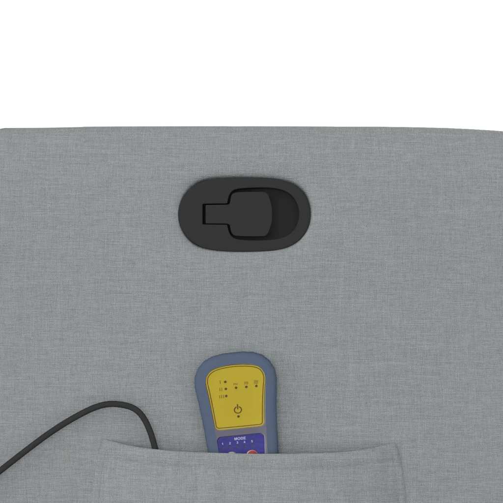 Reclining massage chair, light grey, fabric