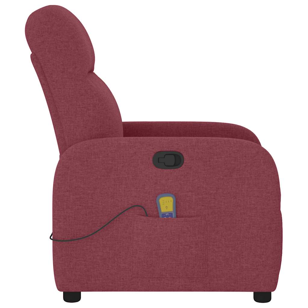 Reclining massage chair, red wine color, fabric