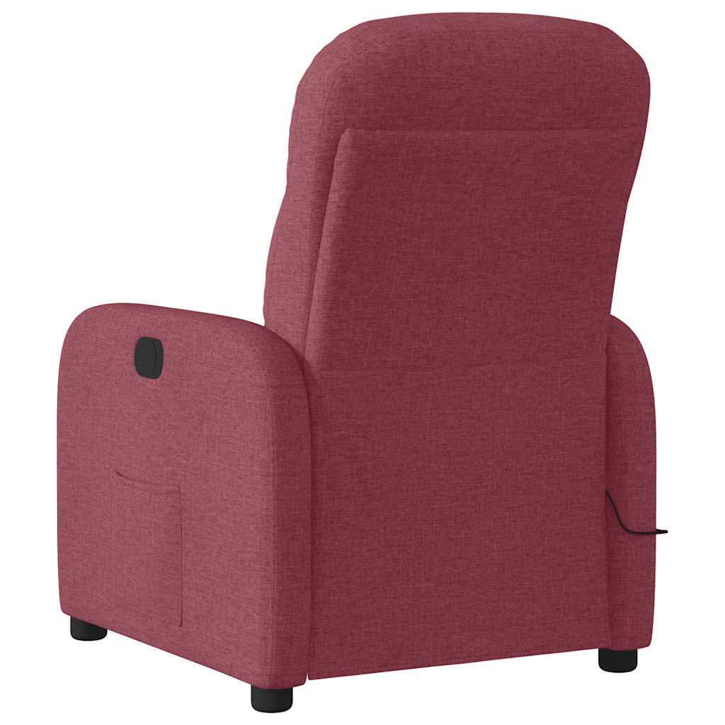 Reclining massage chair, red wine color, fabric