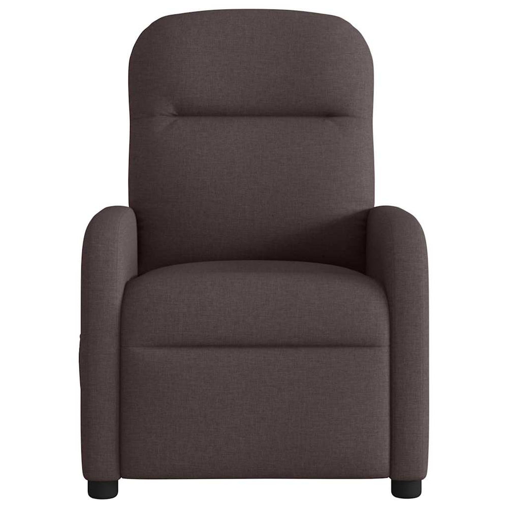 Reclining massage chair, dark brown, fabric
