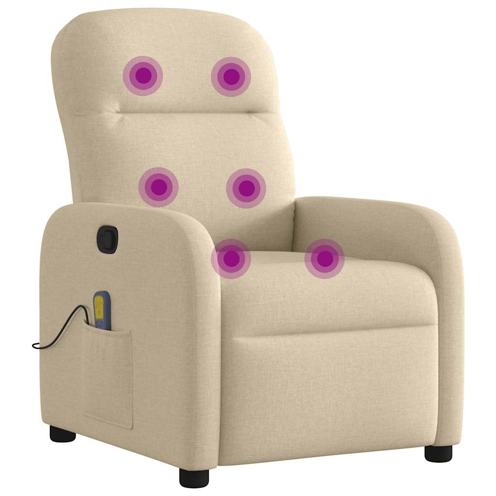 Atgāžams masāžas krēsls, krēmkrāsas, audums