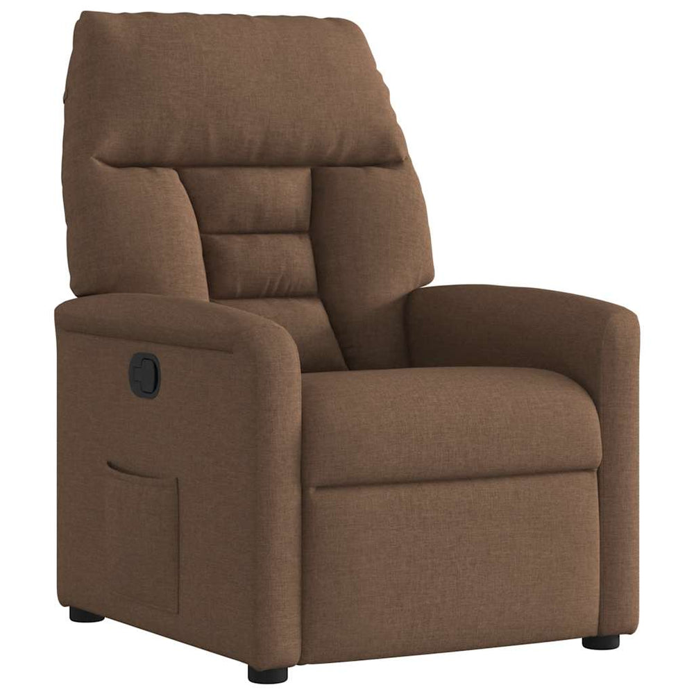Reclining armchair, brown, fabric