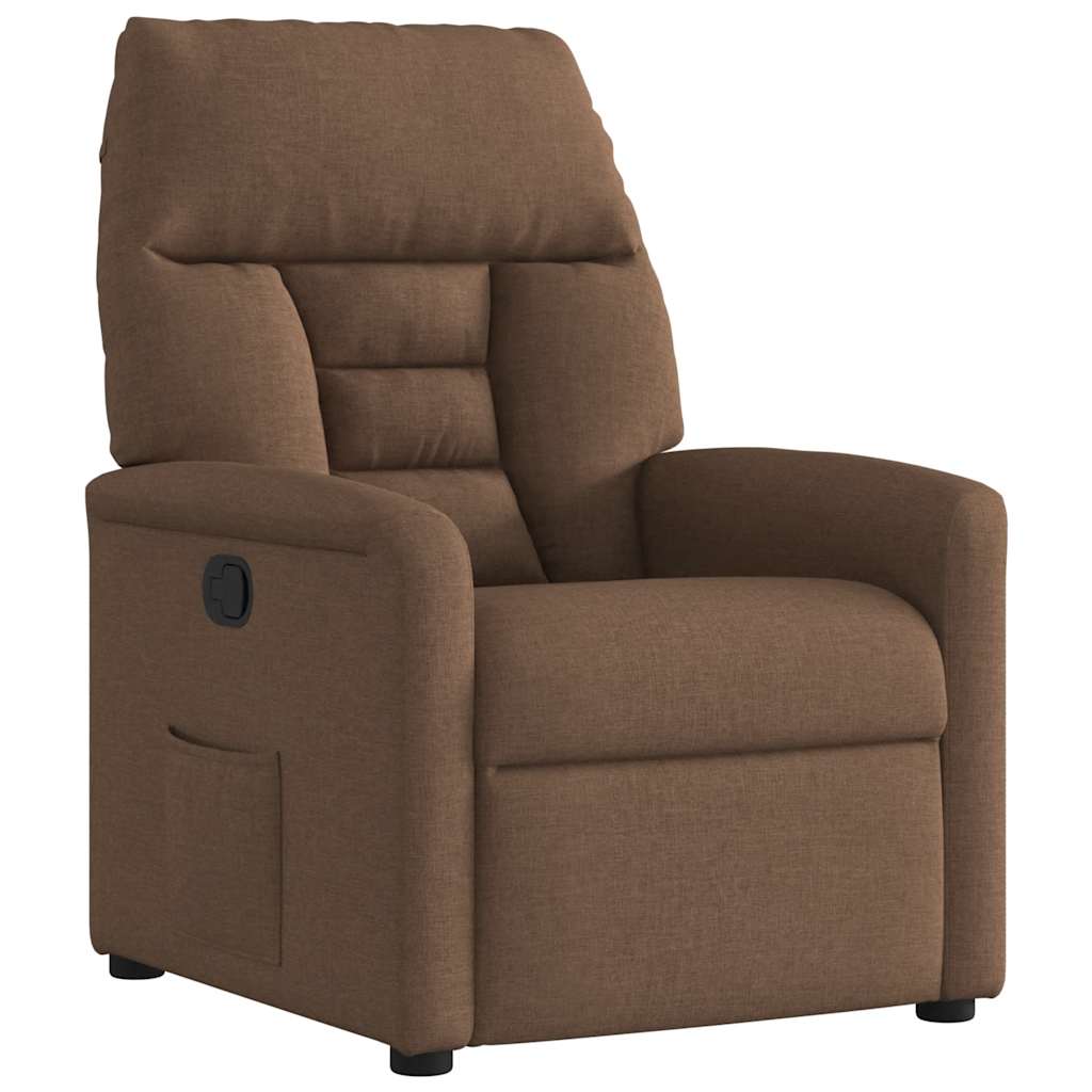 Reclining armchair, brown, fabric