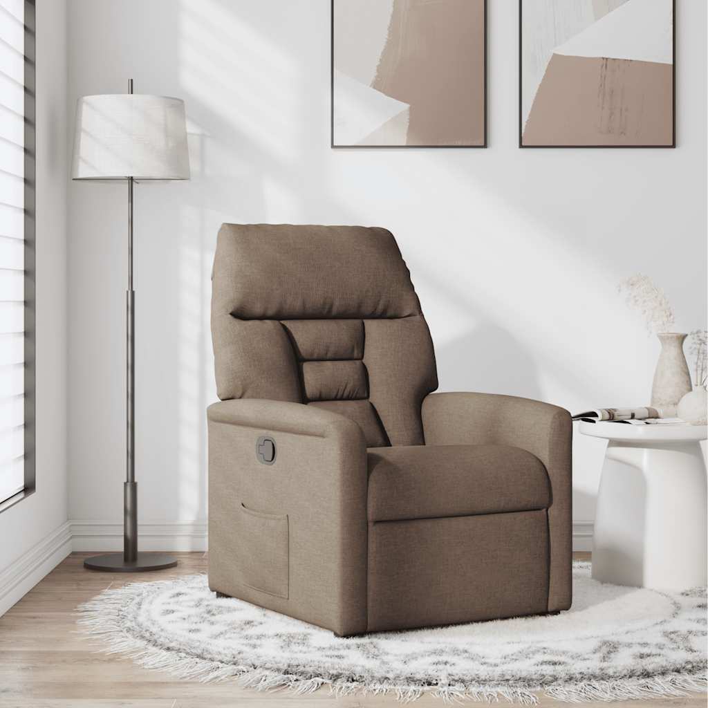 Reclining armchair, brown, fabric