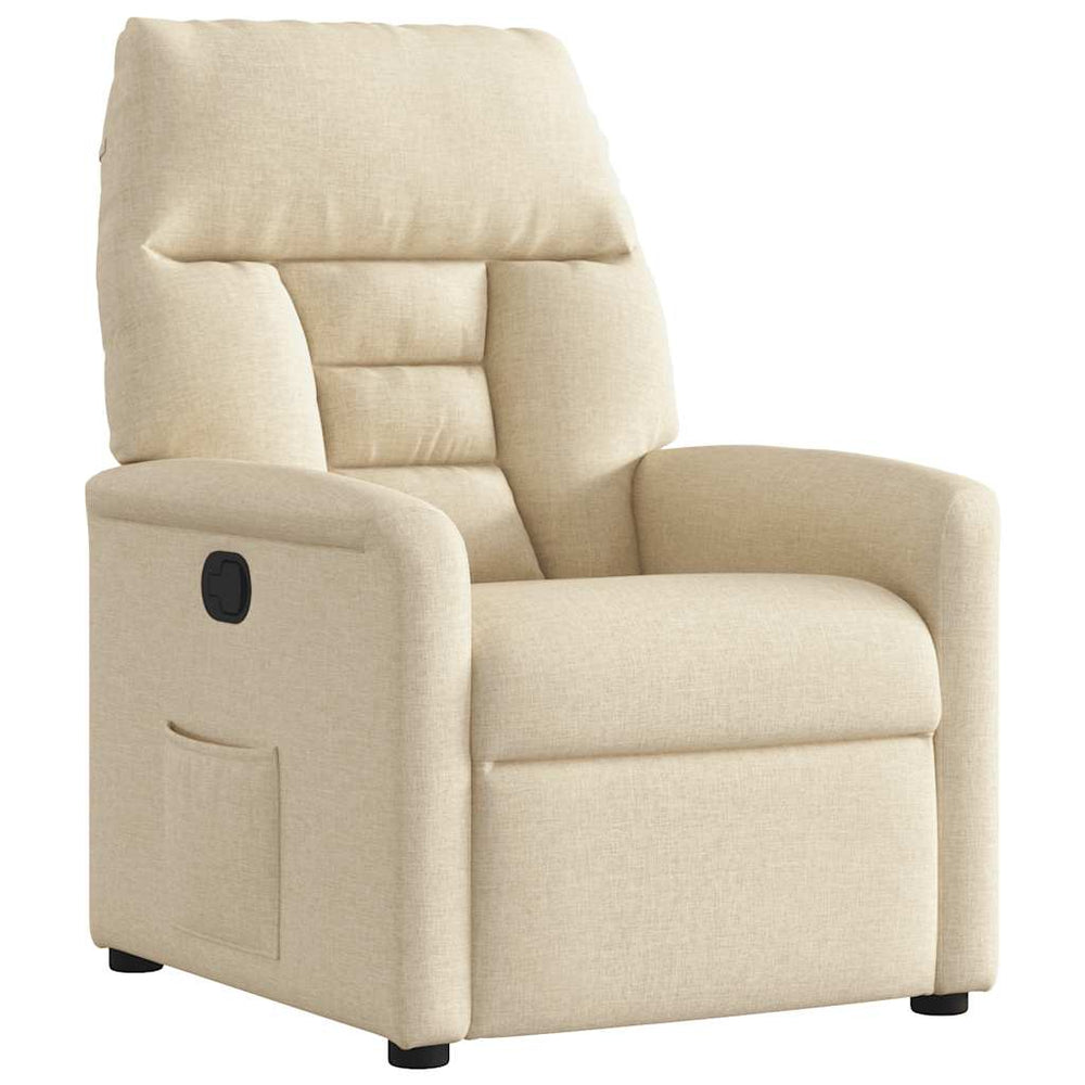 Recliner armchair, cream-colored, fabric