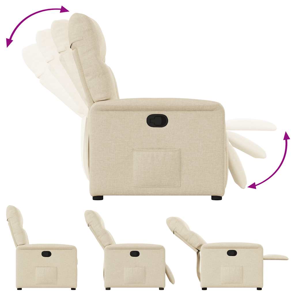 Recliner armchair, cream-colored, fabric