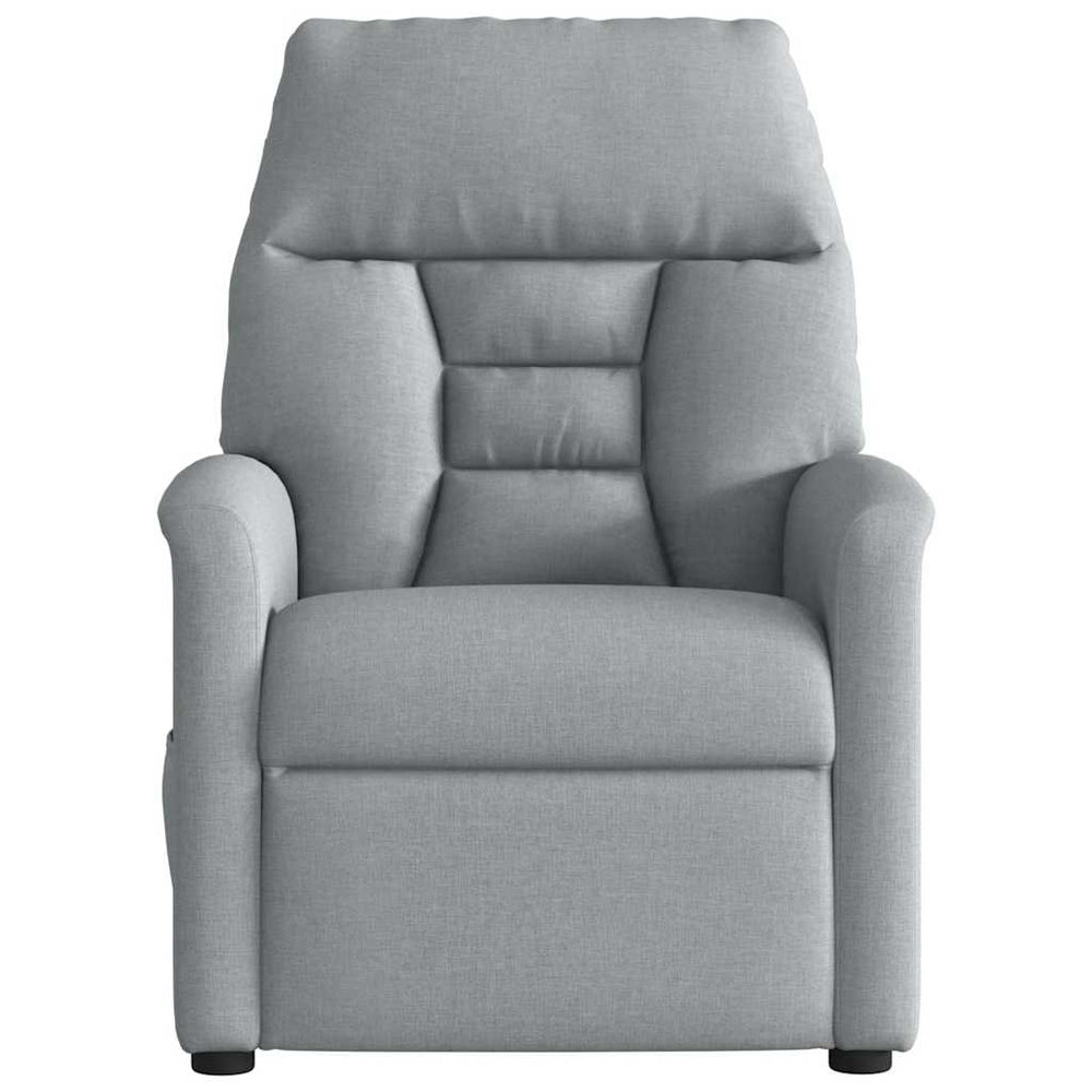 Reclining massage chair, light grey, fabric