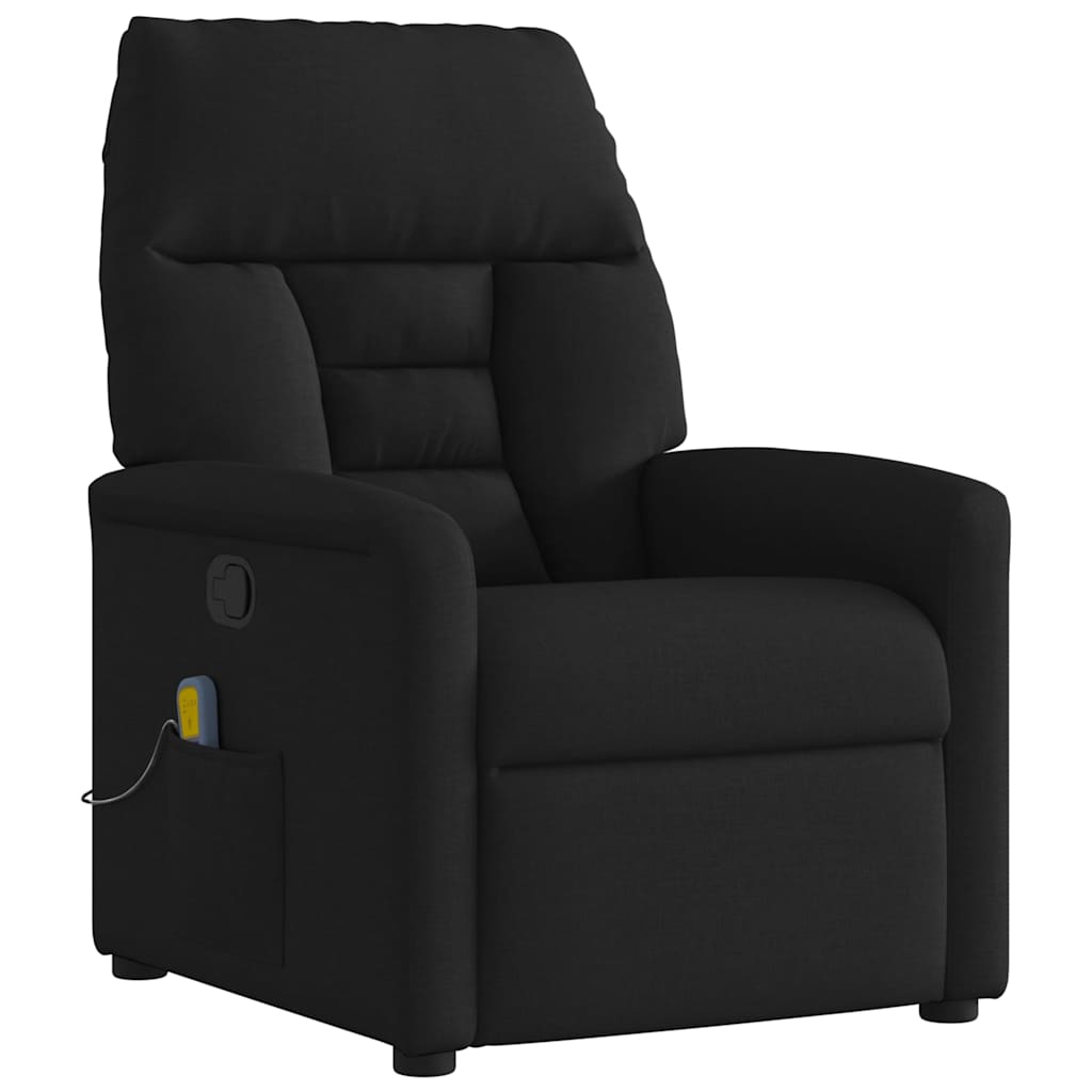 Reclining massage chair, black, fabric