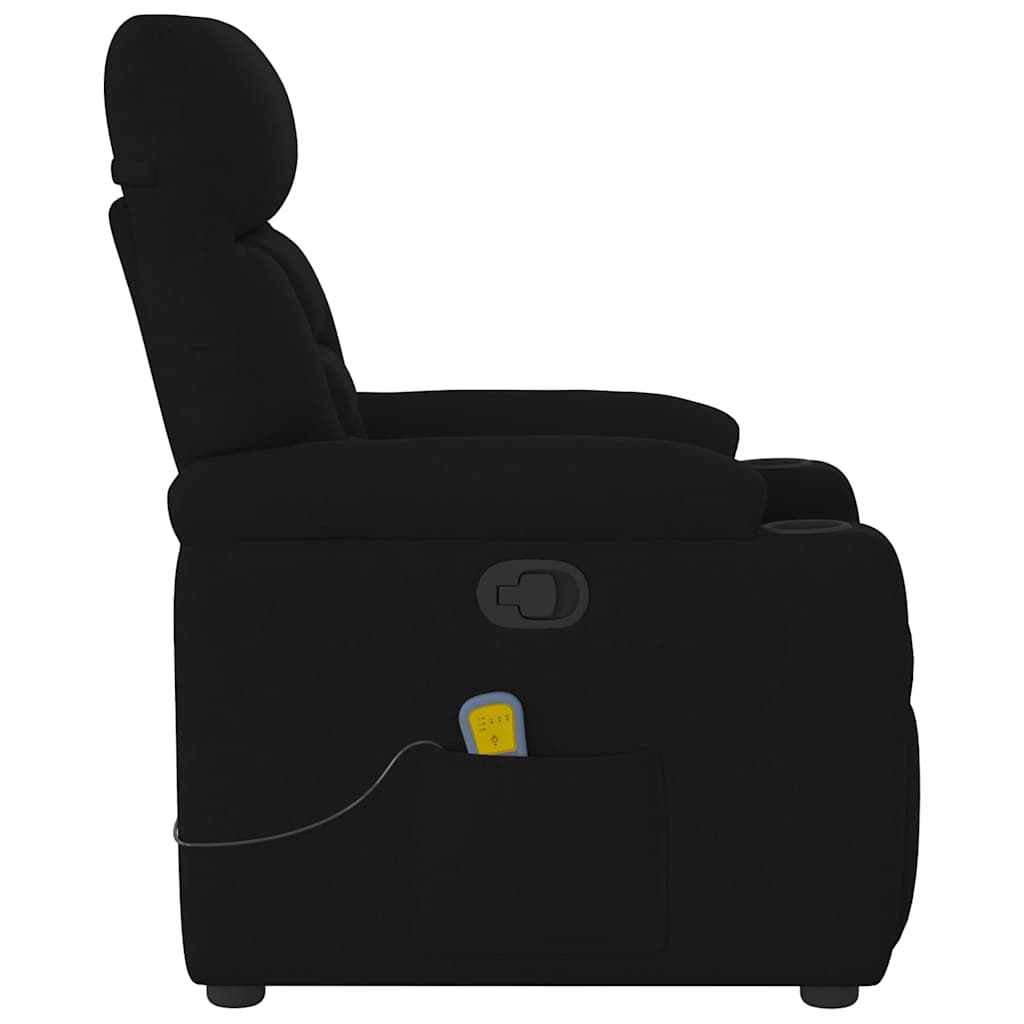 Reclining massage chair, black, fabric