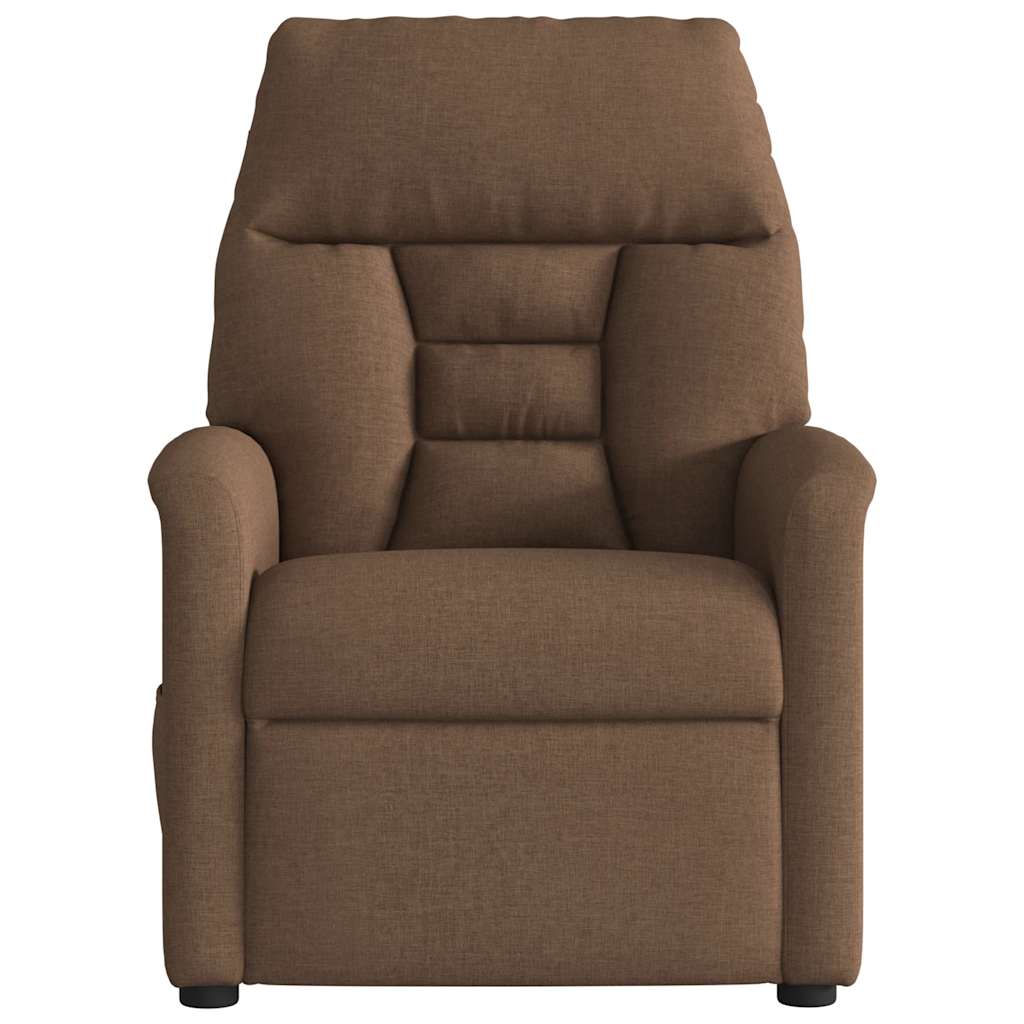 Reclining massage armchair, brown, fabric