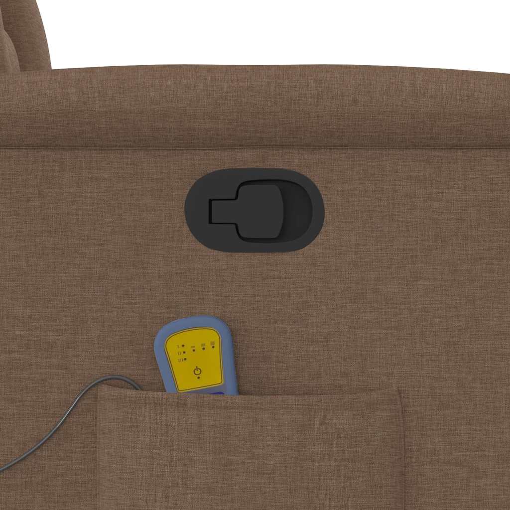 Reclining massage armchair, brown, fabric