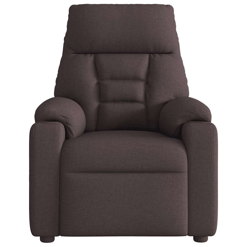 Reclining massage chair, dark brown, fabric
