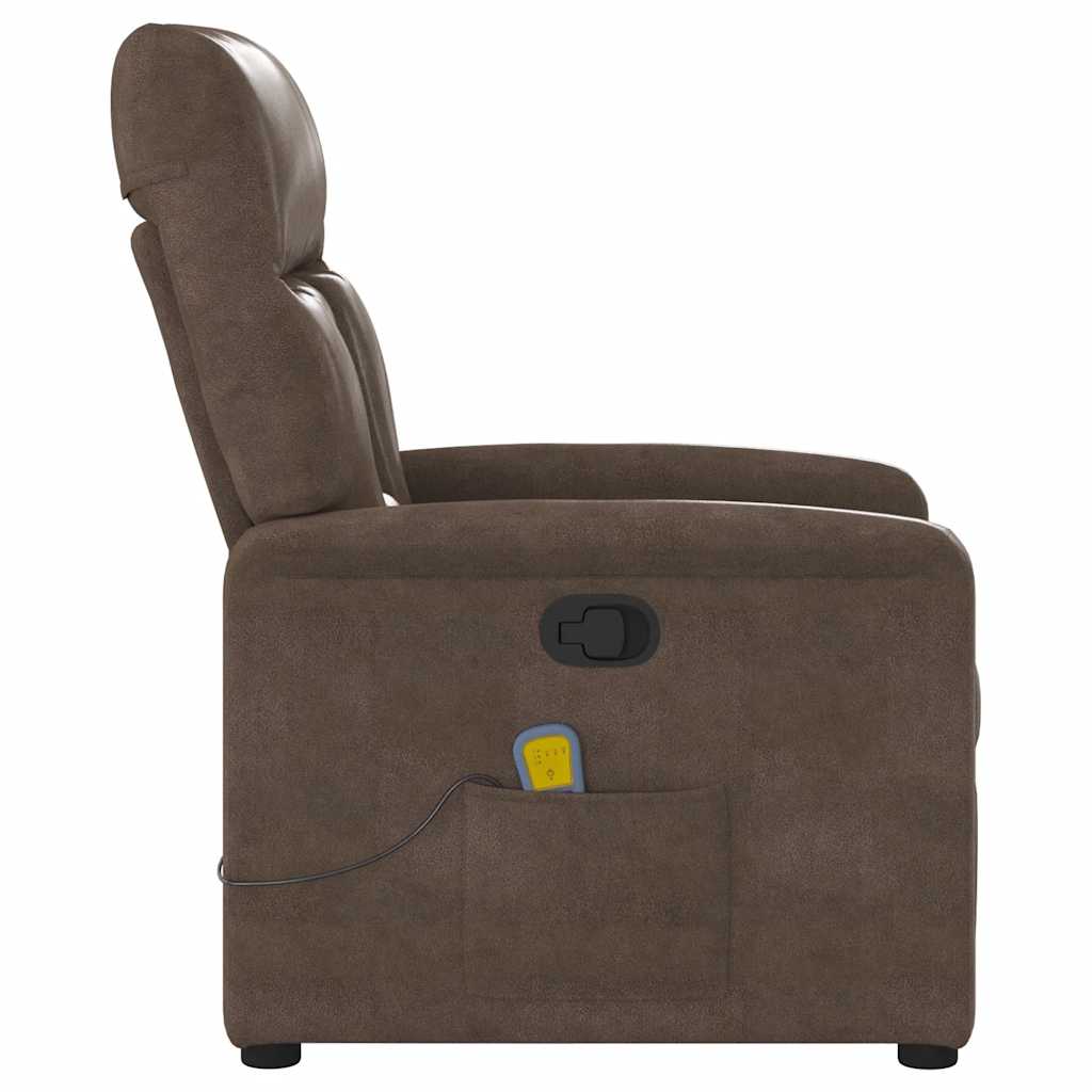 Atlošiamas masažinis krėslas, rudas, mikropluošto audinys