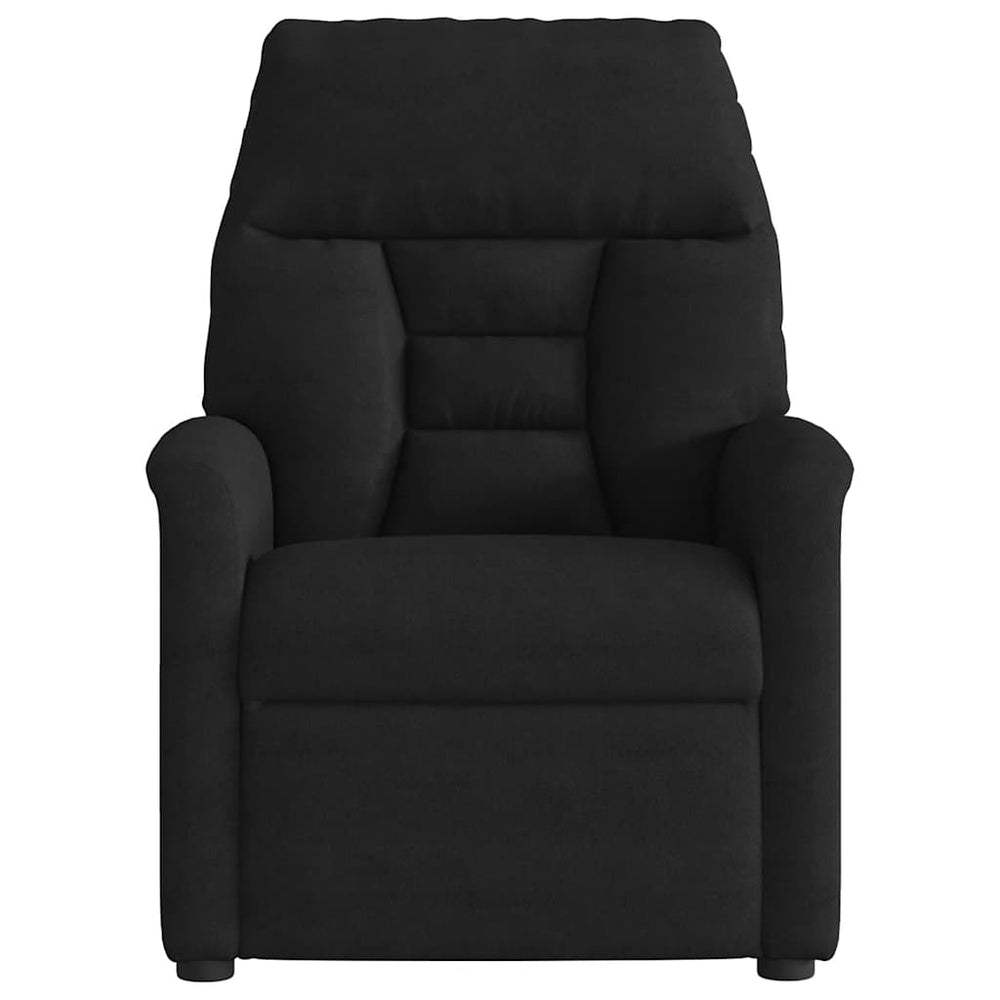 Reclining massage chair, black, microfiber fabric