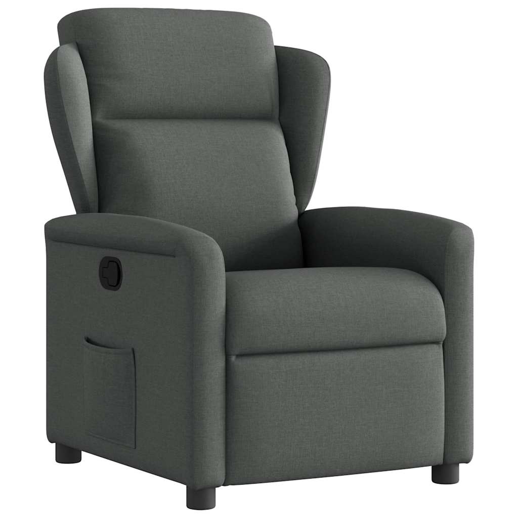 Reclining armchair, dark grey, fabric