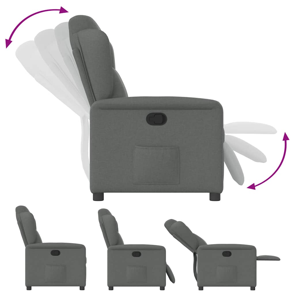 Reclining armchair, dark grey, fabric