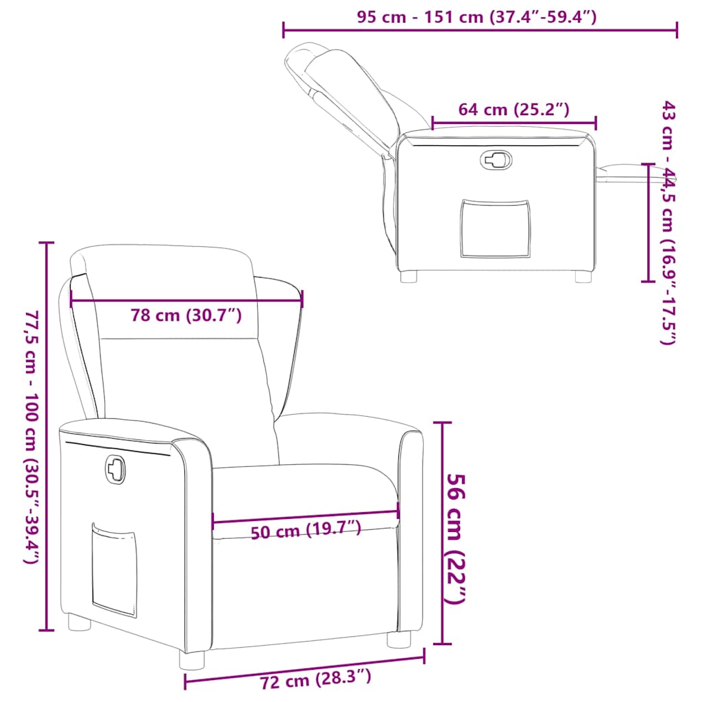 Recliner, black, fabric