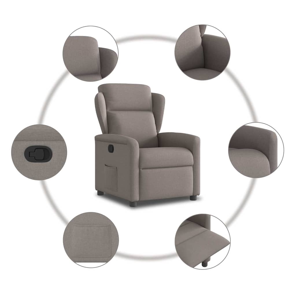 Recliner, taupe, fabric