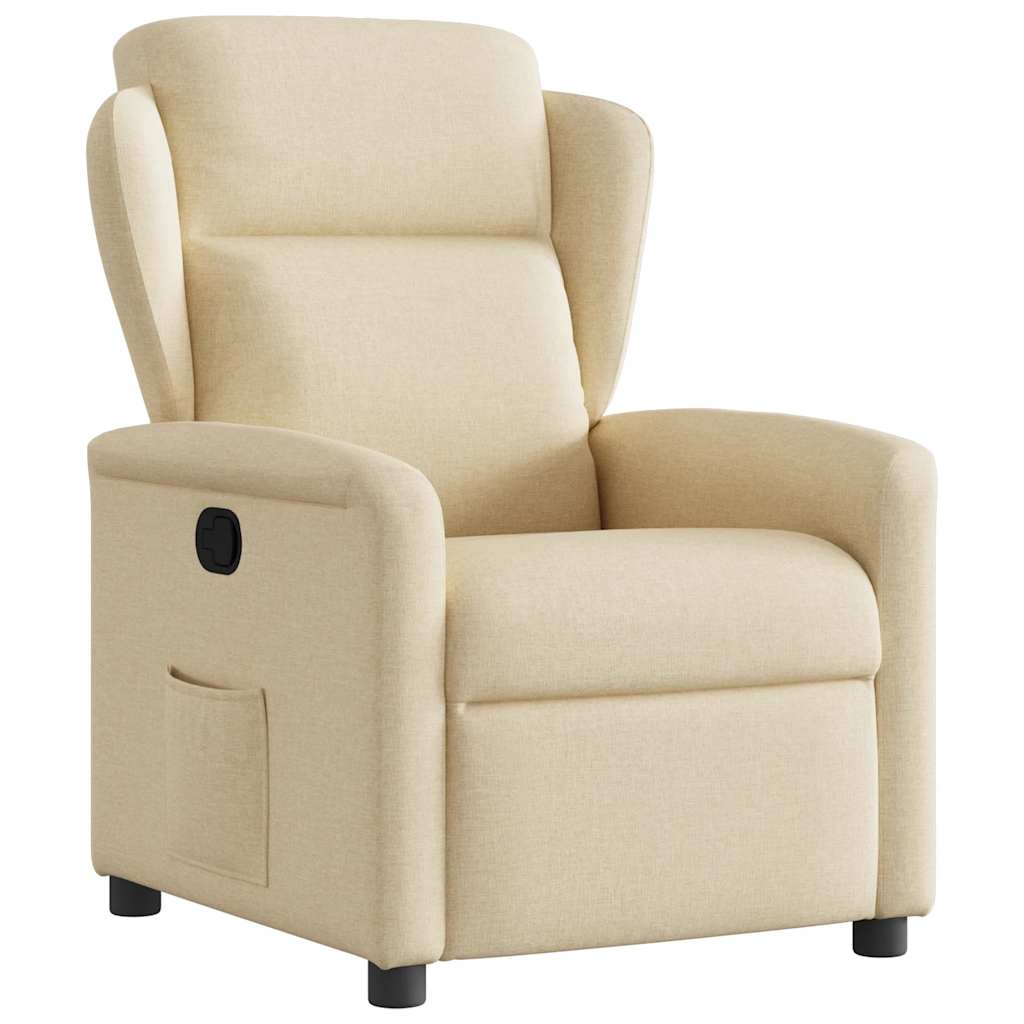 Recliner armchair, cream-colored, fabric