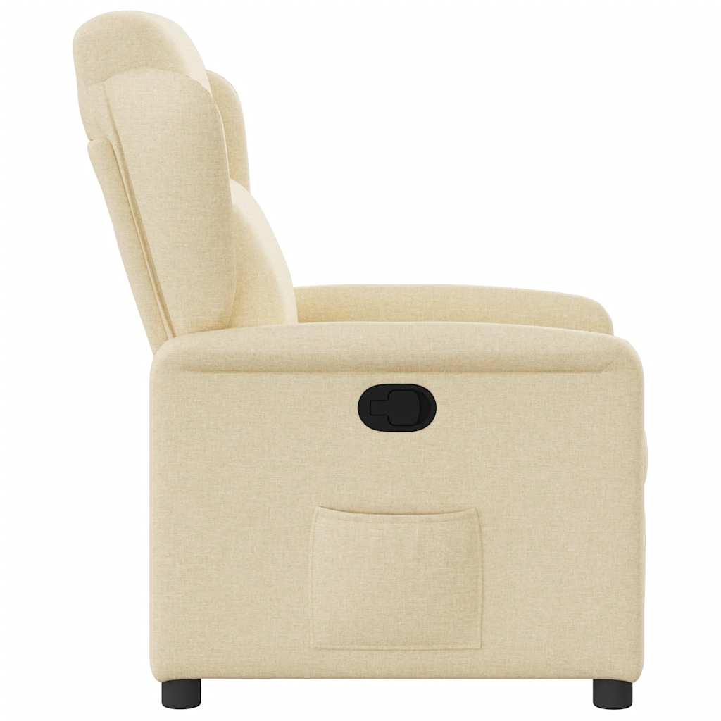 Recliner armchair, cream-colored, fabric