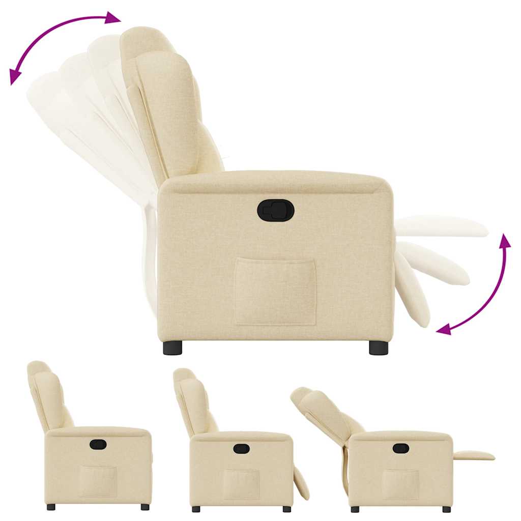 Recliner armchair, cream-colored, fabric