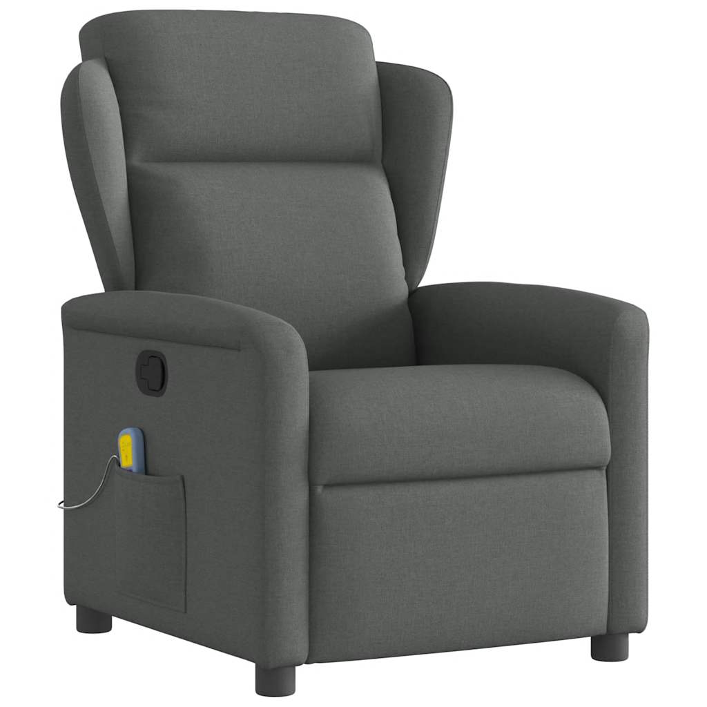Reclining massage armchair, dark grey, fabric