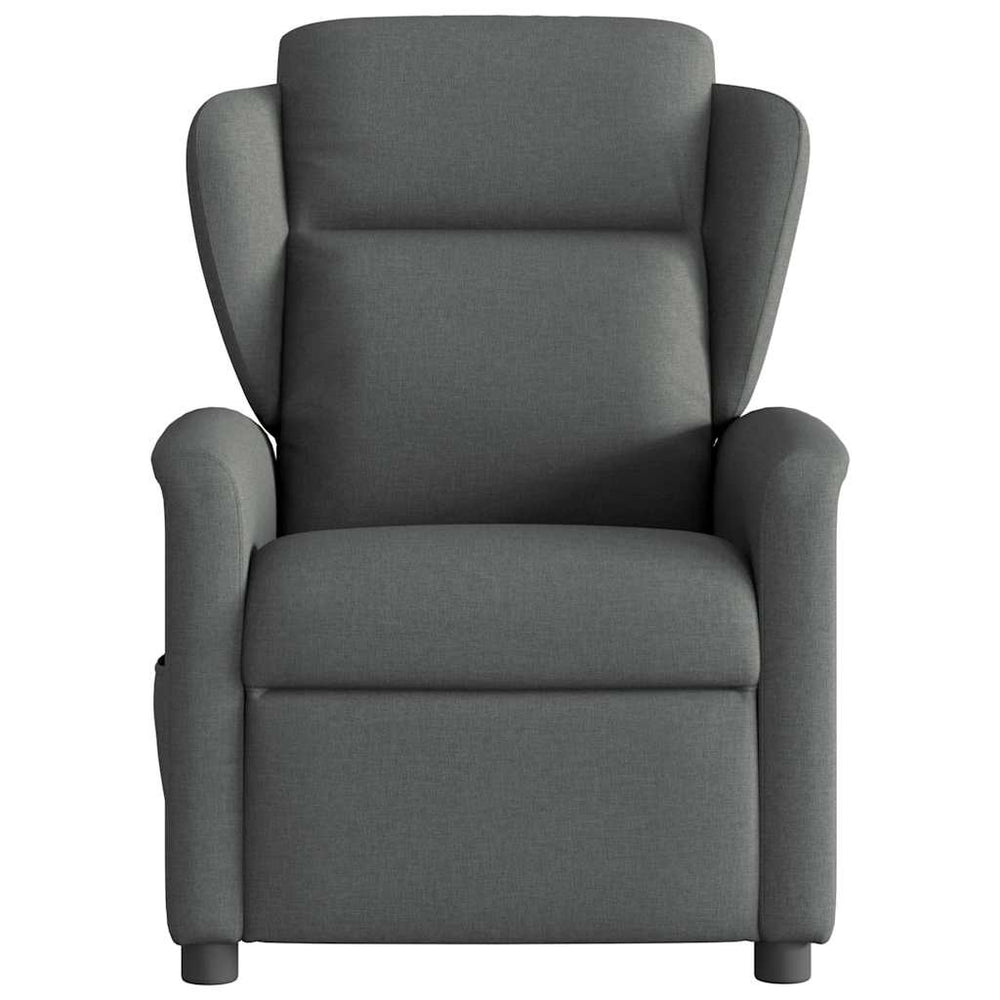 Reclining massage armchair, dark grey, fabric