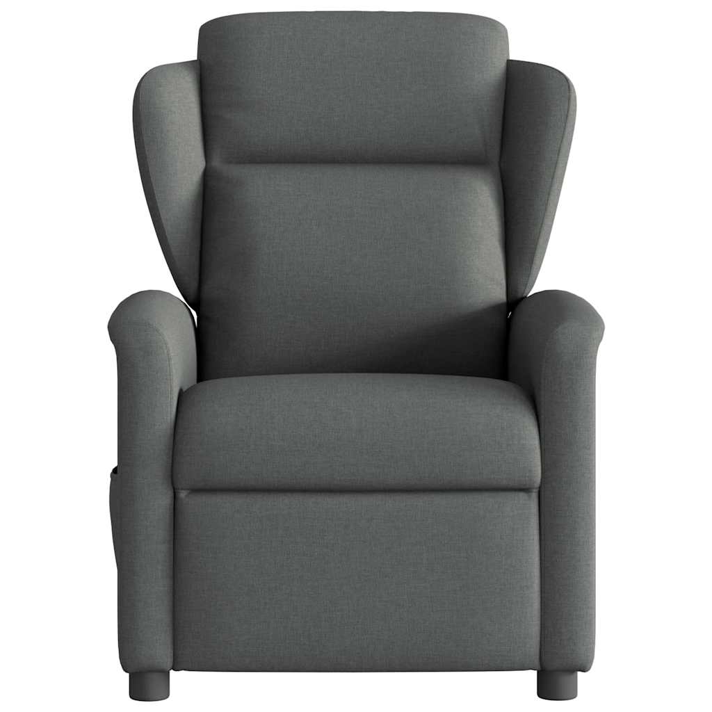 Reclining massage armchair, dark grey, fabric