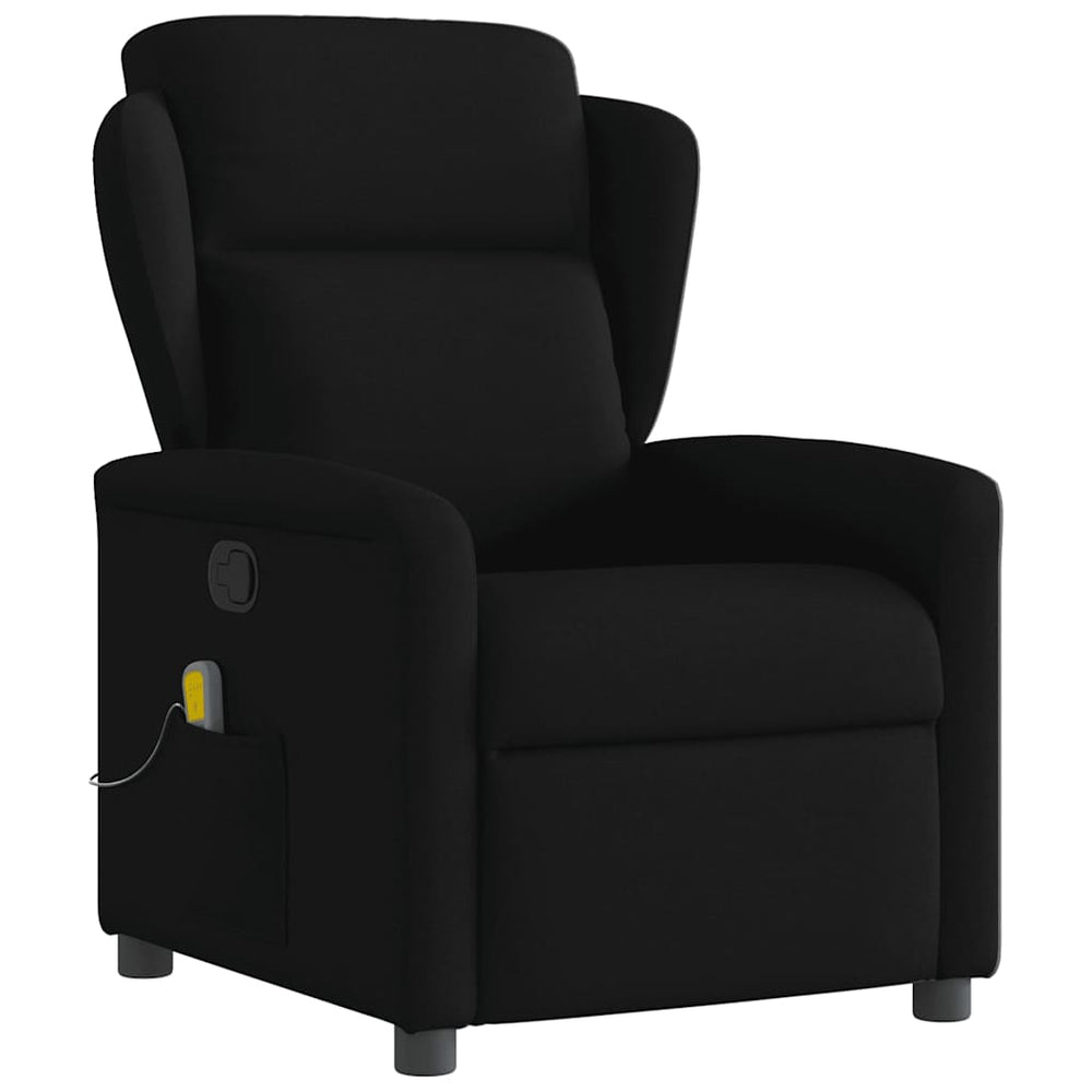 Reclining massage chair, black, fabric
